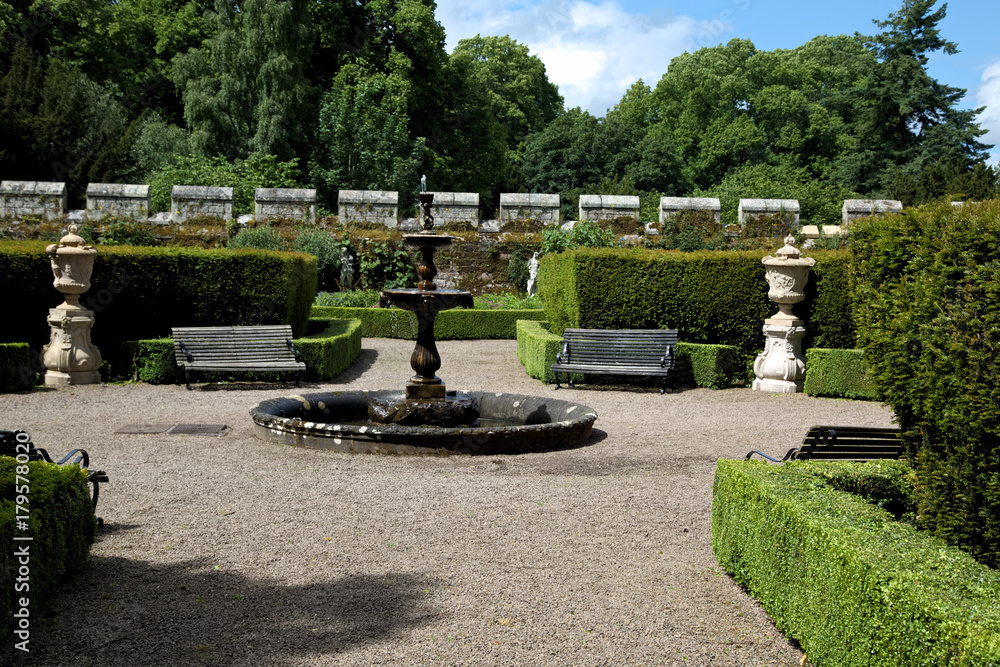 Formal English Garden With Fountain