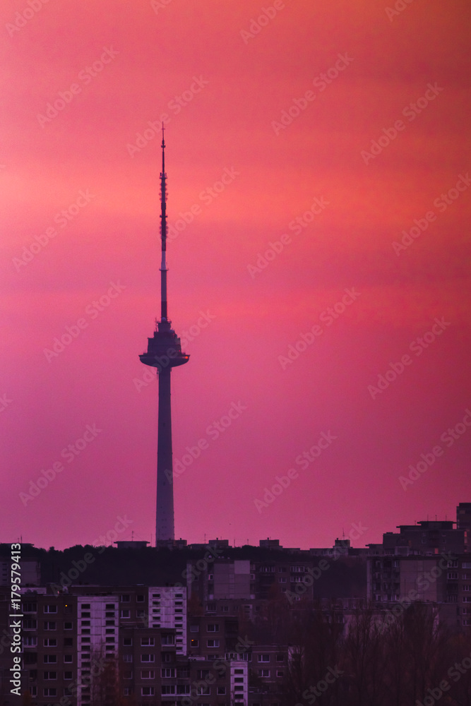 Bautiful picture of TV tower in the evening