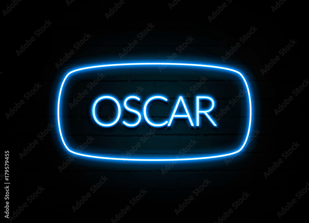 Oscar - colorful Neon Sign on brickwall Oscar - colorful Neon Sign on brickwall