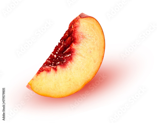 slice of peach isolated on white background