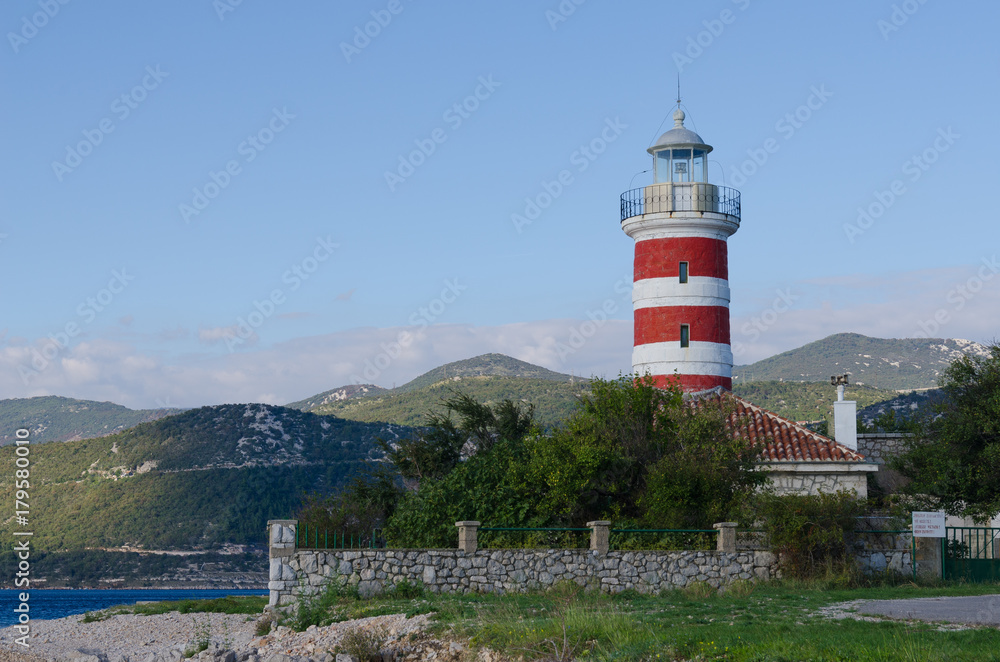 Lighthouse in the sunny day in Kraljevica, Croatia