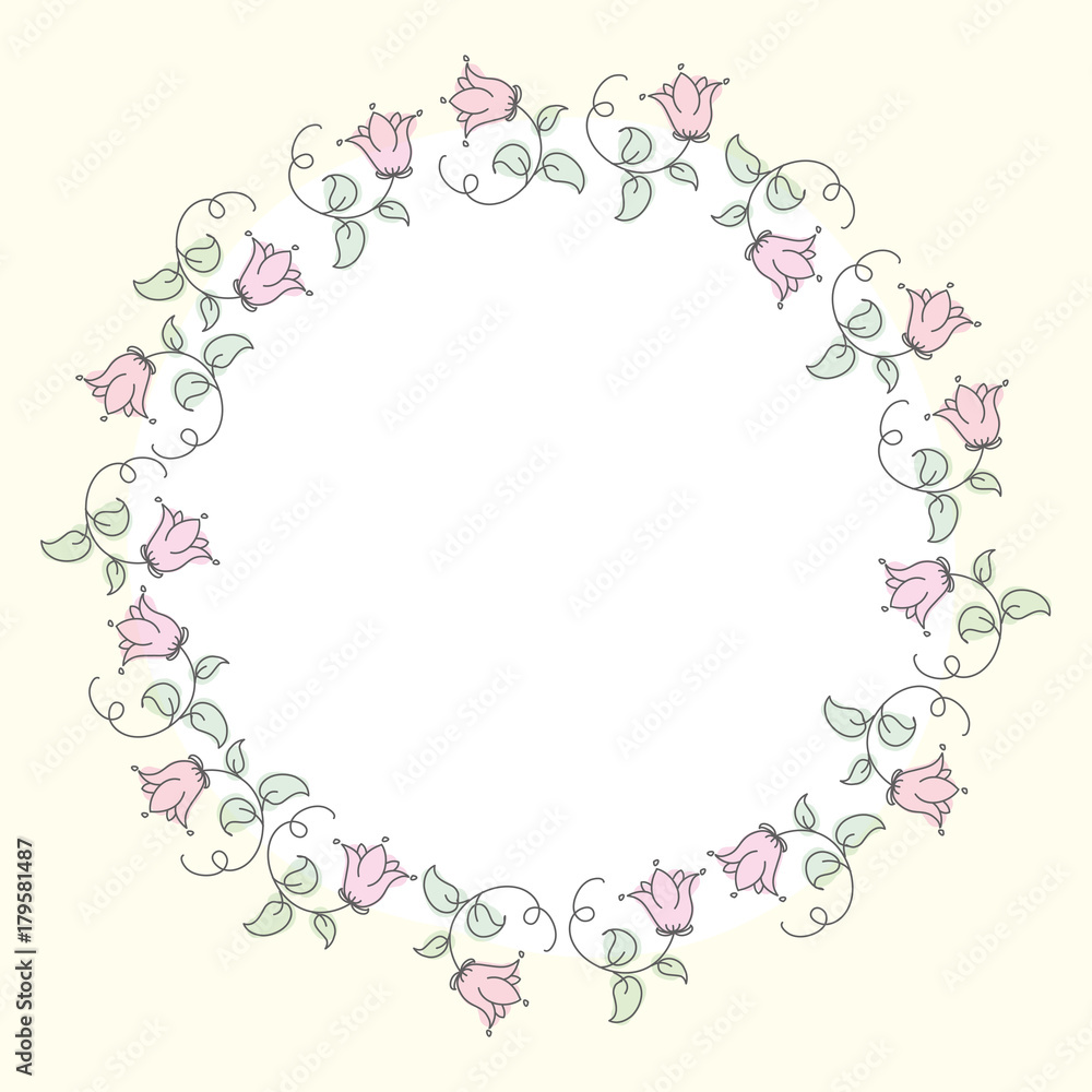 Cute Doodle circle floral frame
