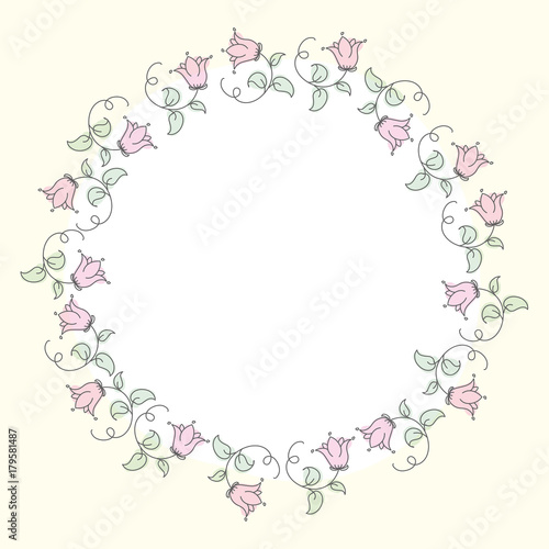 Cute Doodle circle floral frame