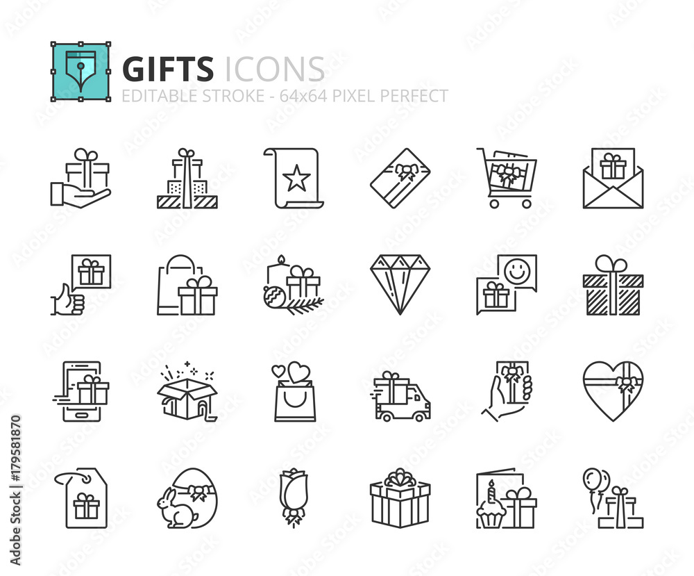 Outline icons about gift Outline icons about gift