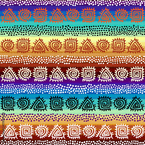 Fototapeta Ethnic boho seamless pattern in african style on colorful gradient background