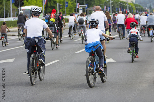 Group of cyclist at bike race on the streets of the city © smuki