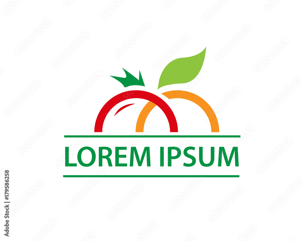 tomato and orange symbol, vegetables and fruit symbol, sign design, isolated on white background. tomato and orange symbol, vegetables and fruit symbol, sign design, isolated on white background.