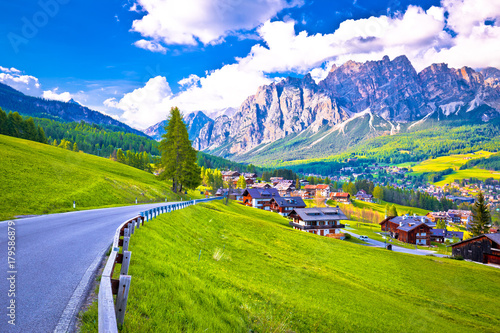 Road to Cortina d' Ampezzo in Dolomites Alps photo