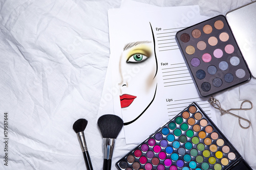facechart makeup template for drawing cosmetics