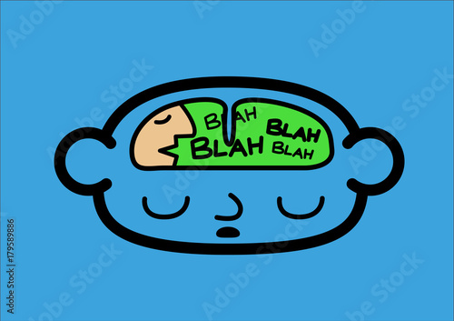 A head icon representing the internal dialog. Vector illustration