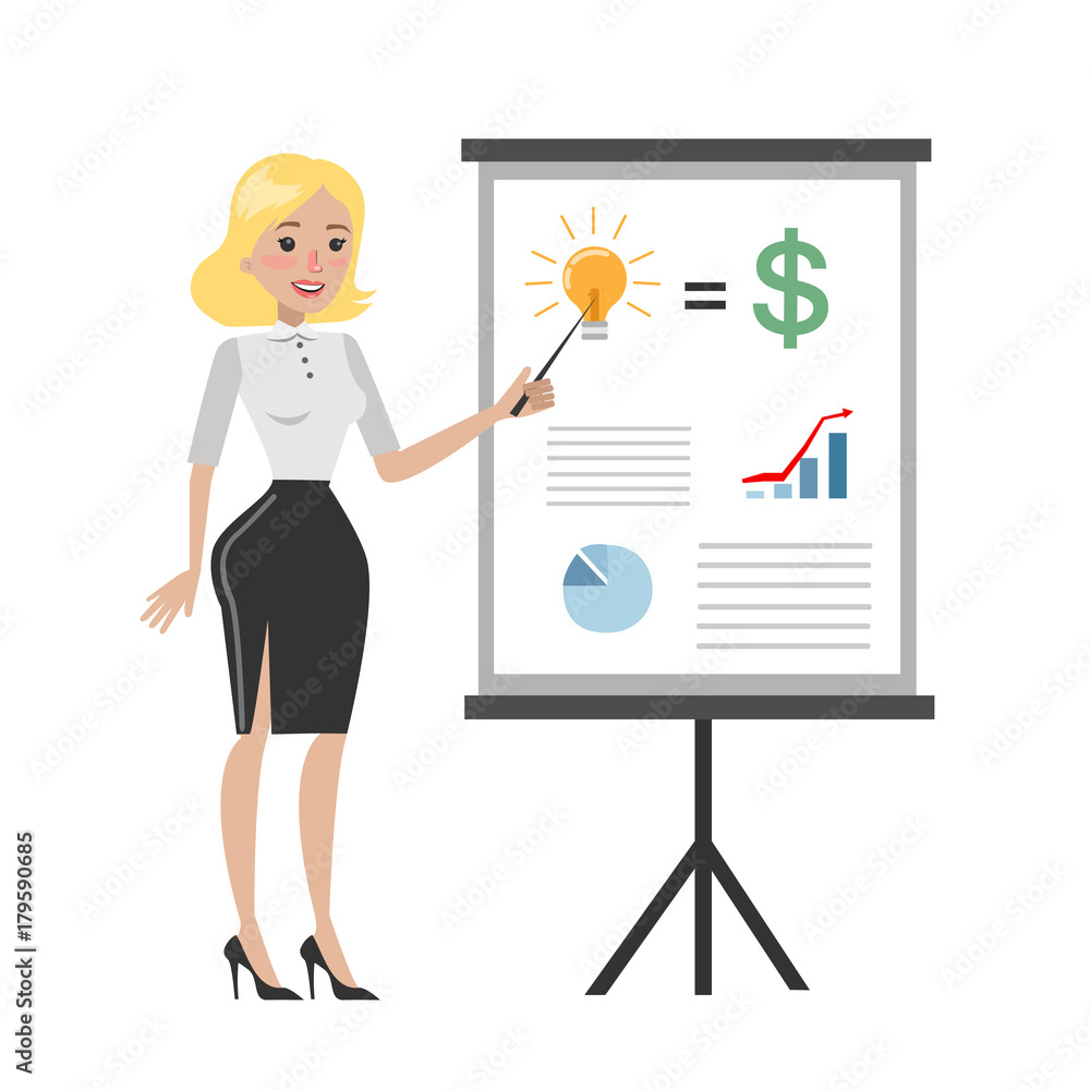 Businesswoman with chart board. Businesswoman with chart board.