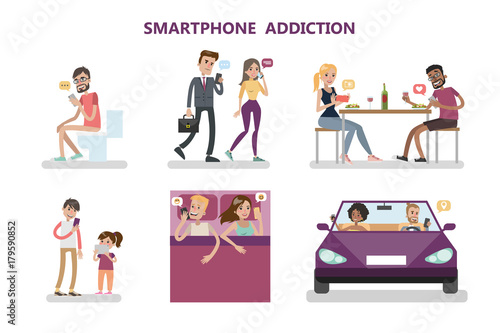Smartphone addiction concept.