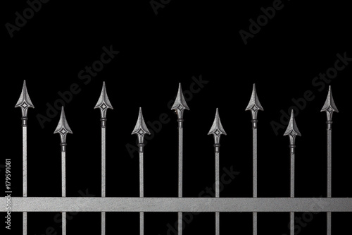 metal lattice with sharp tips on a black background