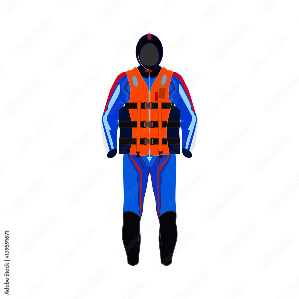 Water scooter rider suit and protective gear vector illustration Water scooter rider suit and protective gear vector illustration
