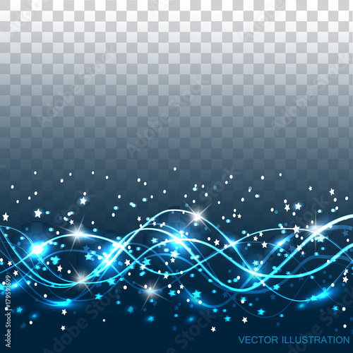 Energy of movement and beauty. Abstract and transparent vector illustration in bright blue colors.