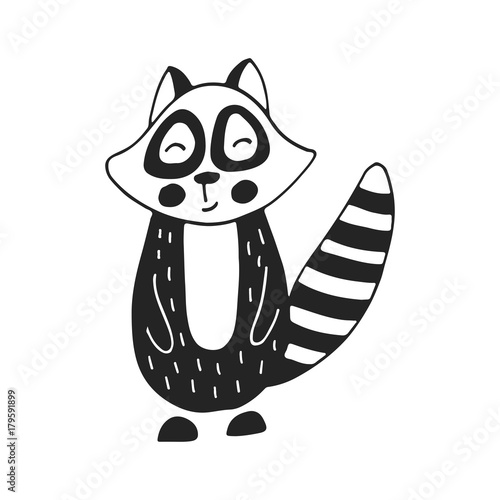 Cute hand drawn nursery poster in scandinavian style. Monochrome vector illustration