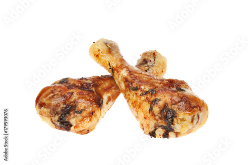 Barbecued chicken drumsticks