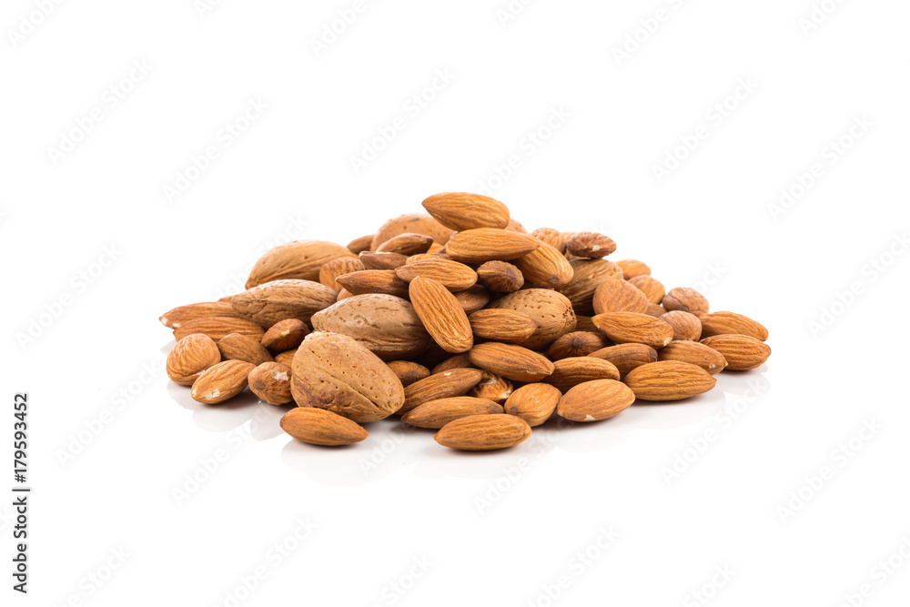 Almonds on a white background Almonds on a white background