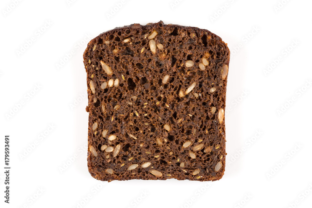 Black bread slice isolated