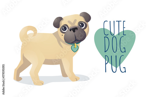 Cute Dog Pug. Character mascot