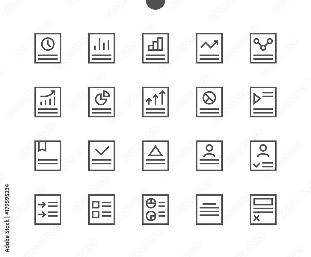 Report UI Pixel Perfect Well-crafted Vector Thin Line Icons 48x48 Ready for 24x24 Grid for Web Graphics and Apps with Editable Stroke. Simple Minimal Pictogram Report UI Pixel Perfect Well-crafted Vector Thin Line Icons 48x48 Ready for 24x24 Grid for Web Graphics and Apps with Editable Stroke. Simple Minimal Pictogram