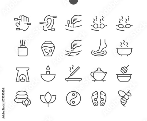 Alternative medicine UI Pixel Perfect Well-crafted Vector Thin Line Icons 48x48 Ready for 24x24 Grid for Web Graphics and Apps with Editable Stroke. Simple Minimal Pictogram