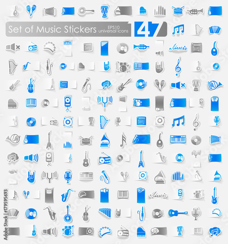 Set of music stickers