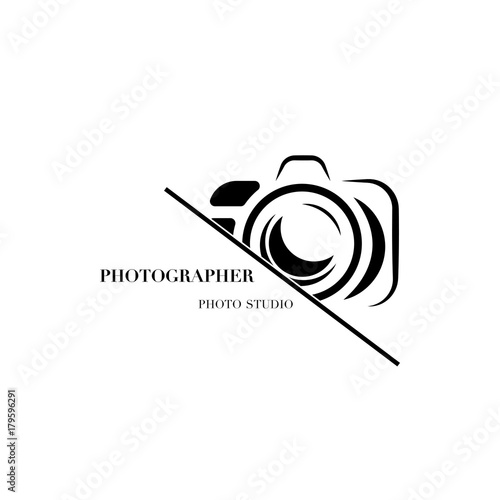 Abstract camera logo vector design template for professional photographer or photo studio