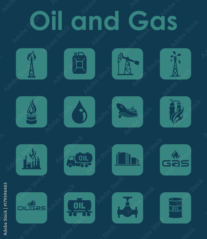 Set of oil and gas simple icons Set of oil and gas simple icons