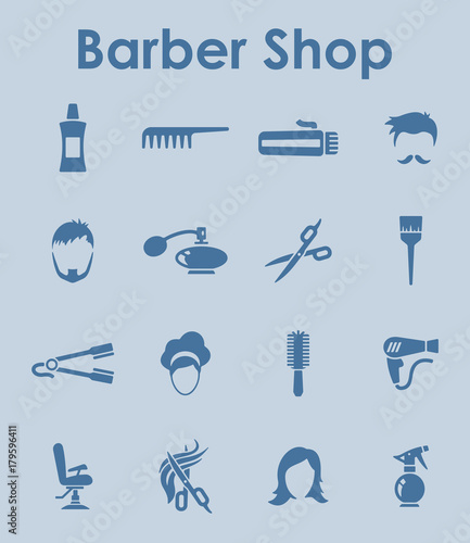 Set of barber shop simple icons
