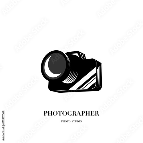 Abstract camera logo vector design template for professional photographer or photo studio
