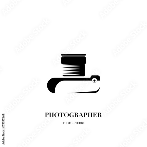 Abstract camera logo vector design template for professional photographer or photo studio