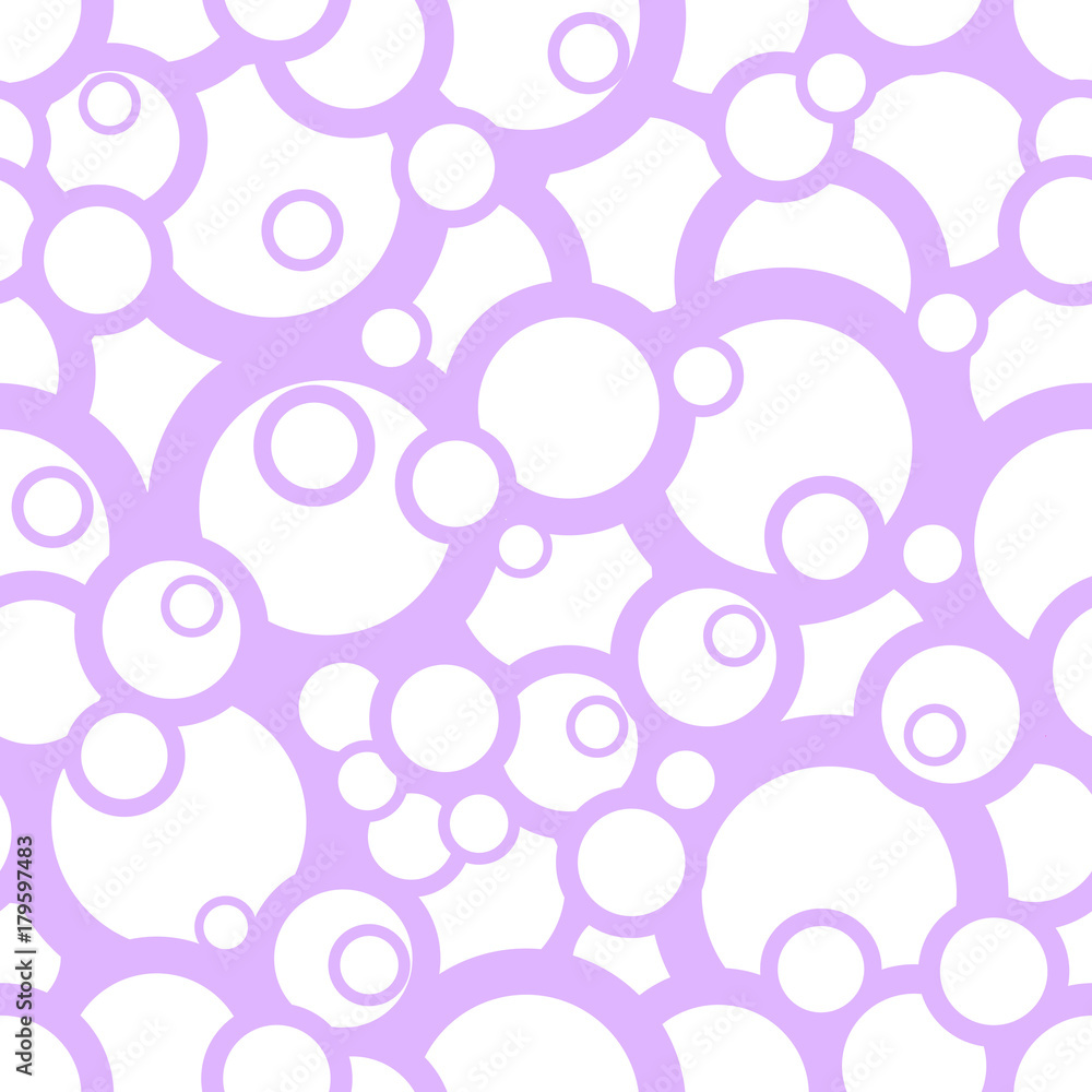seamless abstract pattern of colored circles. Purple circles on a white background. Vector. textiles, background, packaging, printing, website