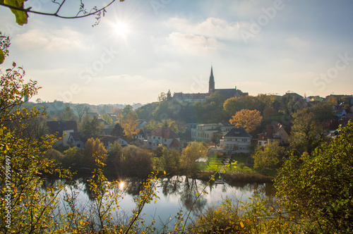Idyllic view  of Halle (Saale), Germany on a sunny day in Autumn