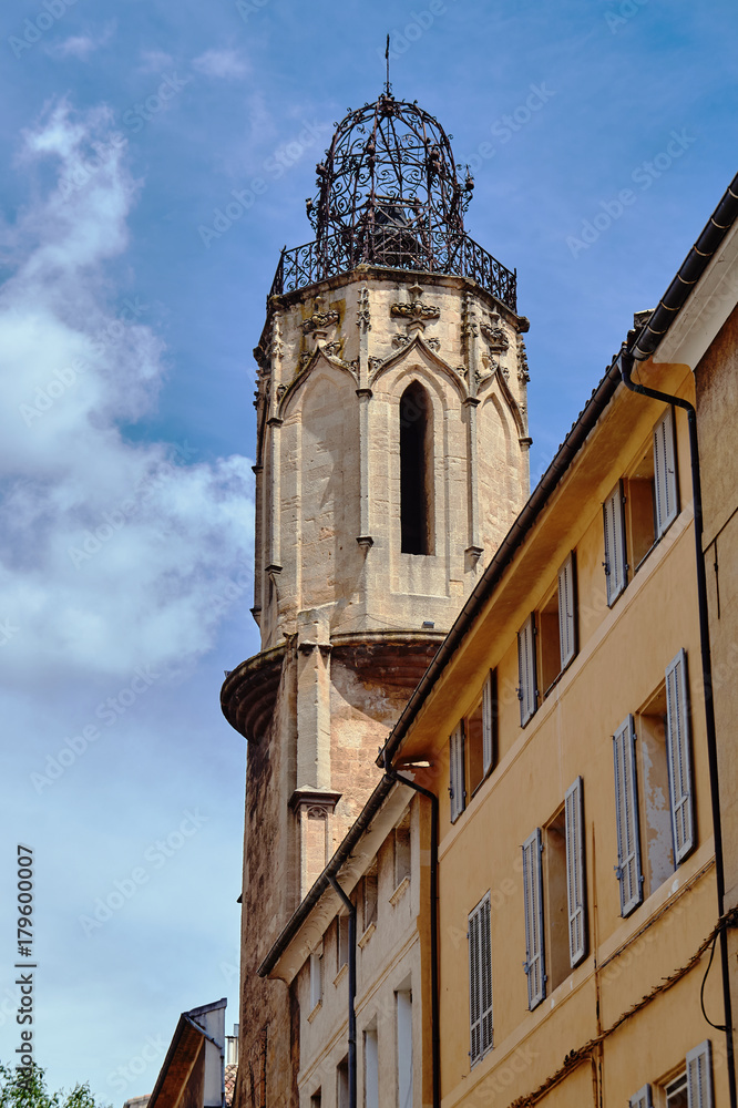 belfry of the church in Aix-en-Provence, France.