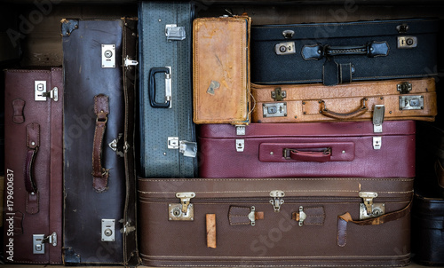 Stacked Vintage Luggage Suitcases Bag for Travel