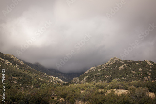 Landscape of mountain and cloudy sky.