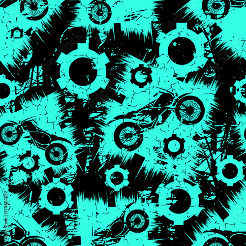 Motorcycles. Vector seamless pattern