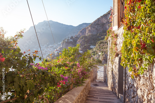 Obraz na płótnie Stone stairs Path of the Gods to Positano w salonie