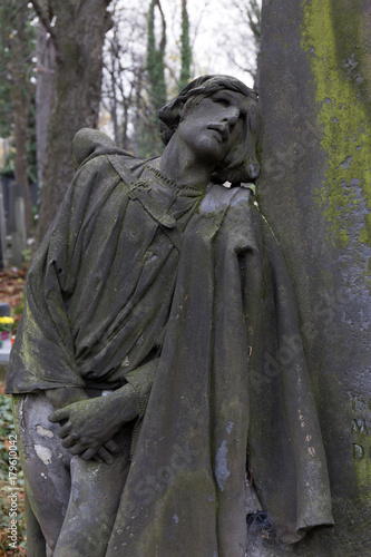 Stone Sculpture of the Man from the old Prague Cemetery, Czech Republic