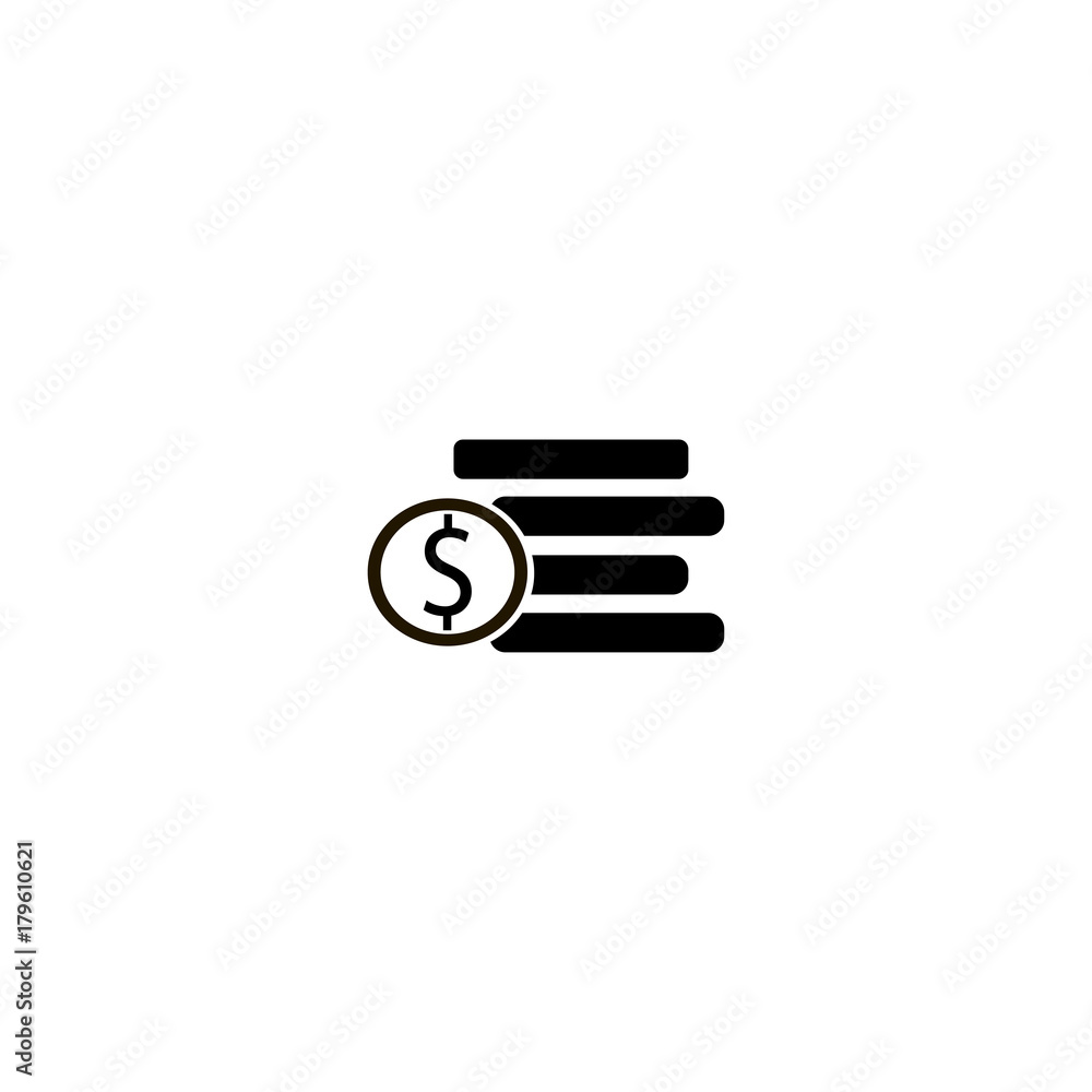 dollar coins icon. flat design dollar coins icon. flat design