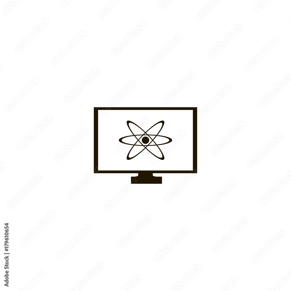 Atom in monitor icon. flat design Atom in monitor icon. flat design