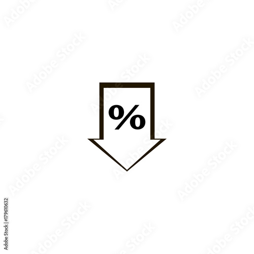 Percent down icon. flat design