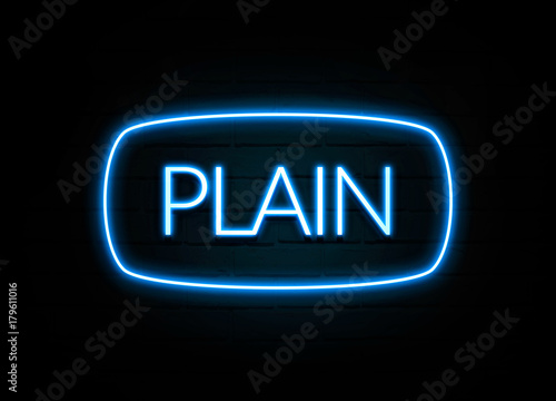 Plain - colorful Neon Sign on brickwall