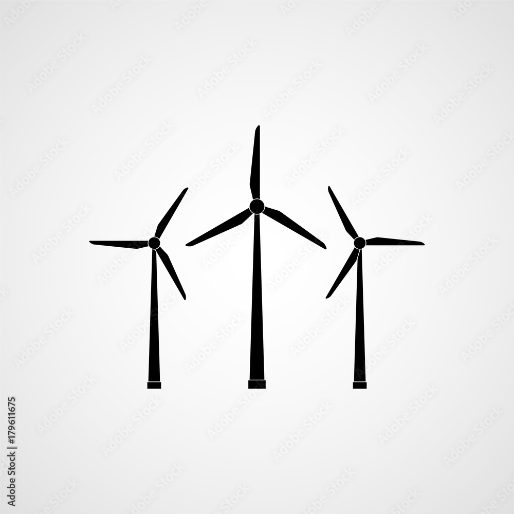 Eco energy. Wind turbines. Vector illustration