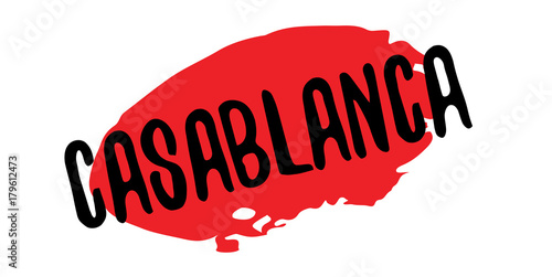 Casablanca rubber stamp. Grunge design with dust scratches. Effects can be easily removed for a clean, crisp look. Color is easily changed.