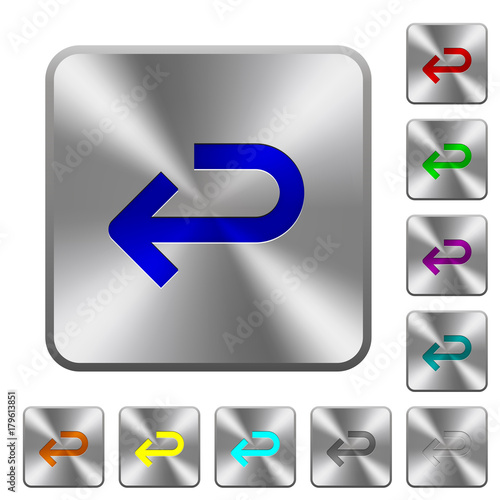 Back arrow rounded square steel buttons