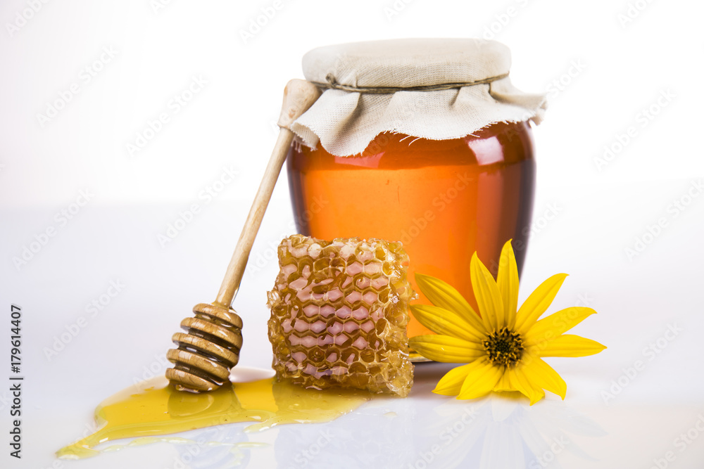 Jar of liquid honey Jar of liquid honey