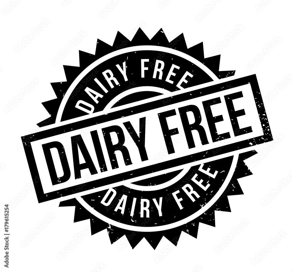 Dairy Free rubber stamp. Grunge design with dust scratches. Effects can be easily removed for a clean, crisp look. Color is easily changed.