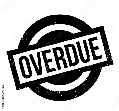 Overdue rubber stamp. Grunge design with dust scratches. Effects can be easily removed for a clean, crisp look. Color is easily changed.